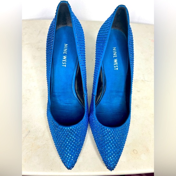 Nine West royal blue rhinestone stilettos - Picture 1 of 9